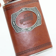 new hot sale 9 ounce Stainless steel hip flask Whisky Moscow Vodka flagon with pu leather 75ml folding portable cup