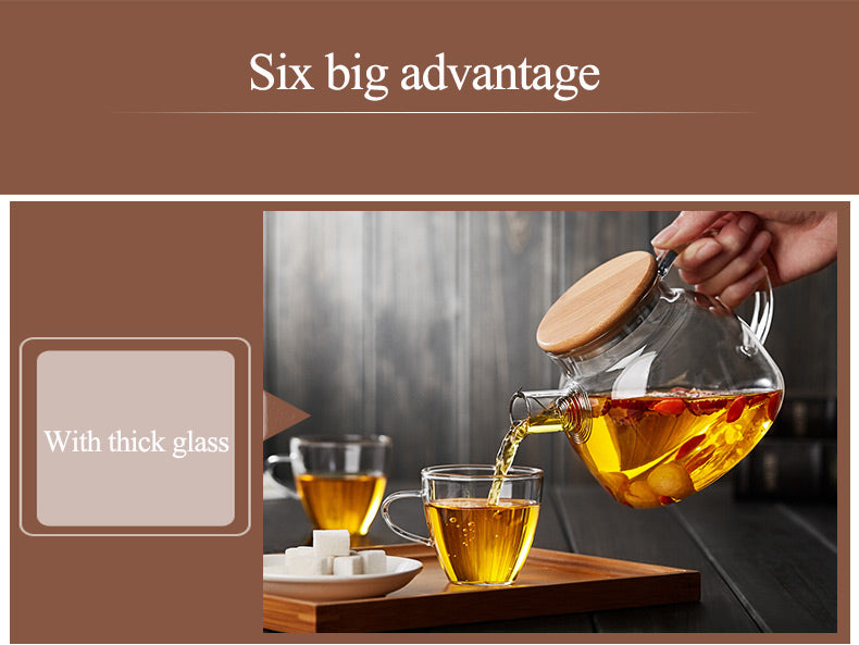 2Sizes Good Clear Borosilicate Glass Teapot With 304 Stainless Steel Infuser Strainer Heat green Tea Pot Tool Kettle Set
