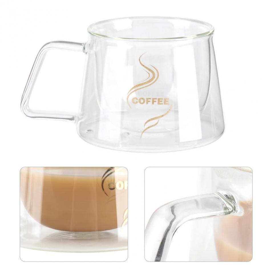 Double-Wall Insulated Glass Coffee Cup Glass Cup Office Garden Cafe Home Heat Resistant Mug Glassware Coffee Tea Milk Cafe Cup