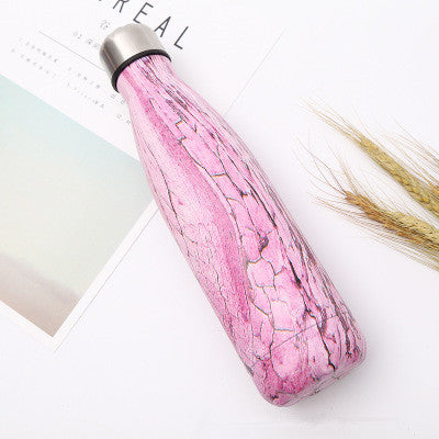 HELLOYOUNG 7 Color Vacuum Flask for water bicycle Stainless Steel Kettle Vacuum Marble Texture Flask Water Bottle for outdoor