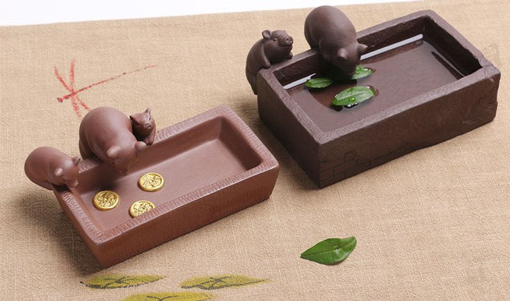CJ280 Creative DIY Purple Sand Tea Pet Pig Furnishing Articles Home Decoration Kung Fu Tea Accessories