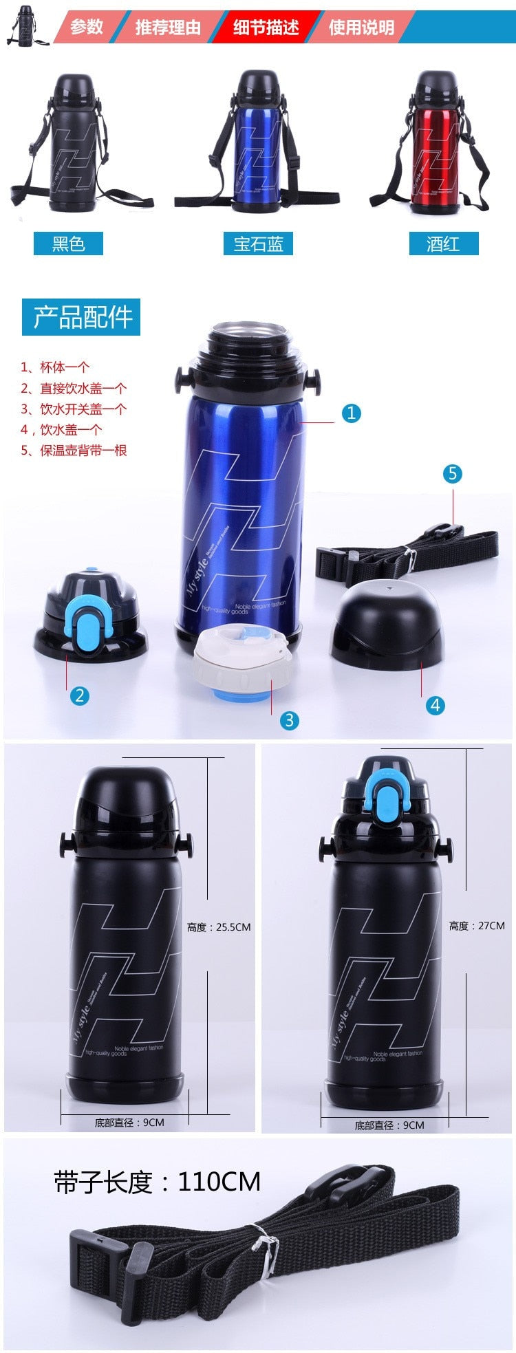 CJ020 Stainless steel double vacuum multi-purpose kettle 800ML double cover Multifunctional Portable travel insulation pot