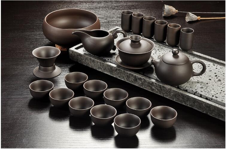 Yixing Purple sand tea set black/red ceramic kung fu Teapot, handmade Purple sand teapot teacup gaiwan Tureen tea ceremony