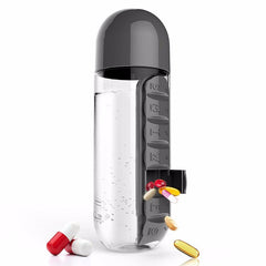 HELLOYOUNG 600ML Plastic BPA Free Water Bottle Daily Pill Box Organizer Drinking Bottles