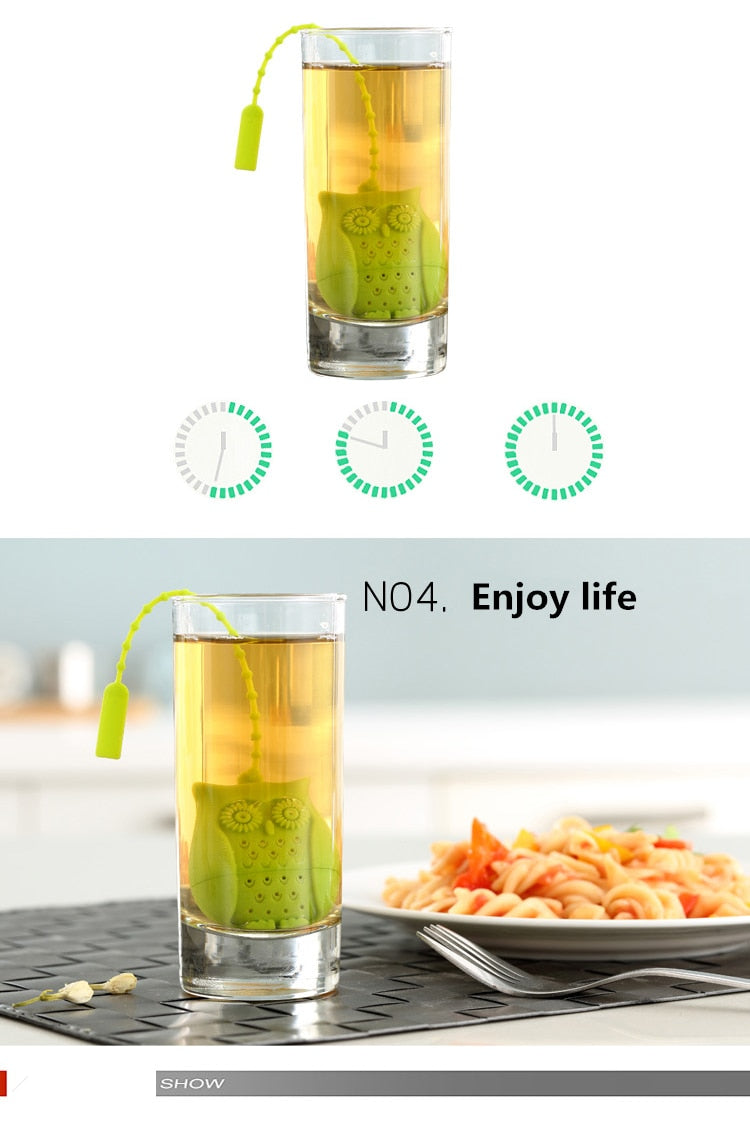 Hot Sale Owl Tea Bags Tea Strainers Silicone Teaspoon Filter Infuser Silica Gel Filtration coffee tea infuser