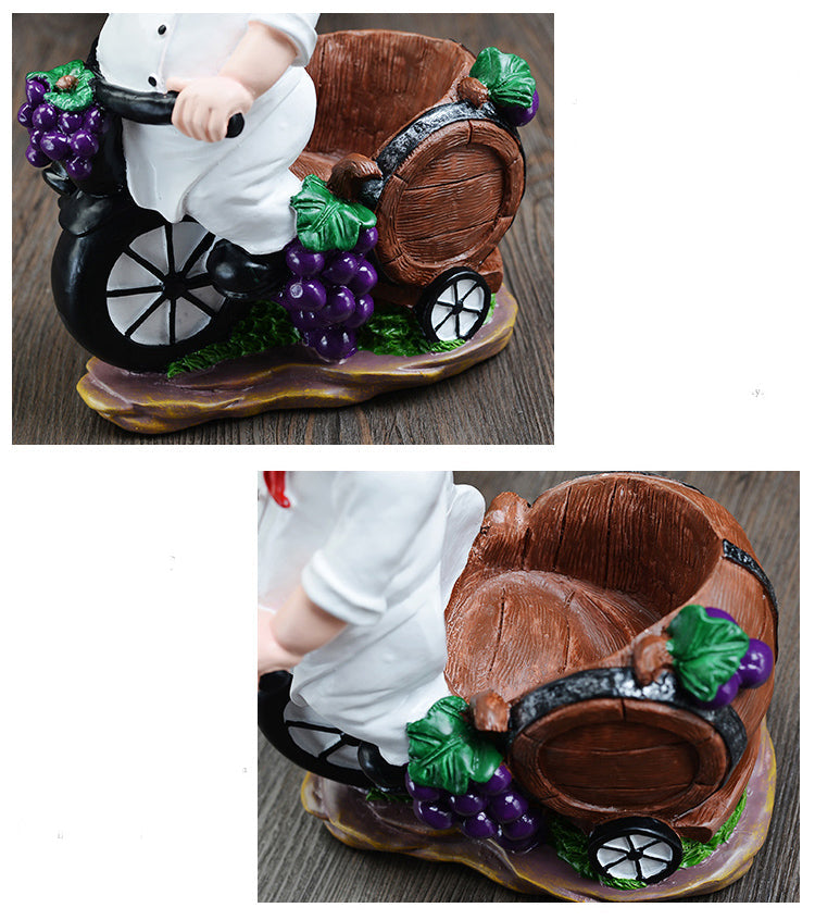 Resin Chef Wine Rack Wine Stand Cook Wine Bottle Holder Home Wine Ornaments Shelf Crafts Rack Shelf for Party