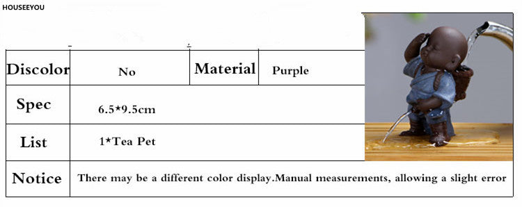 Tea Pets Ornament Chinese Folk Art Purple Clay Decoration Crafts Figurines Little Monk Yixing Baby Boy Spray Pee Tea Accessories