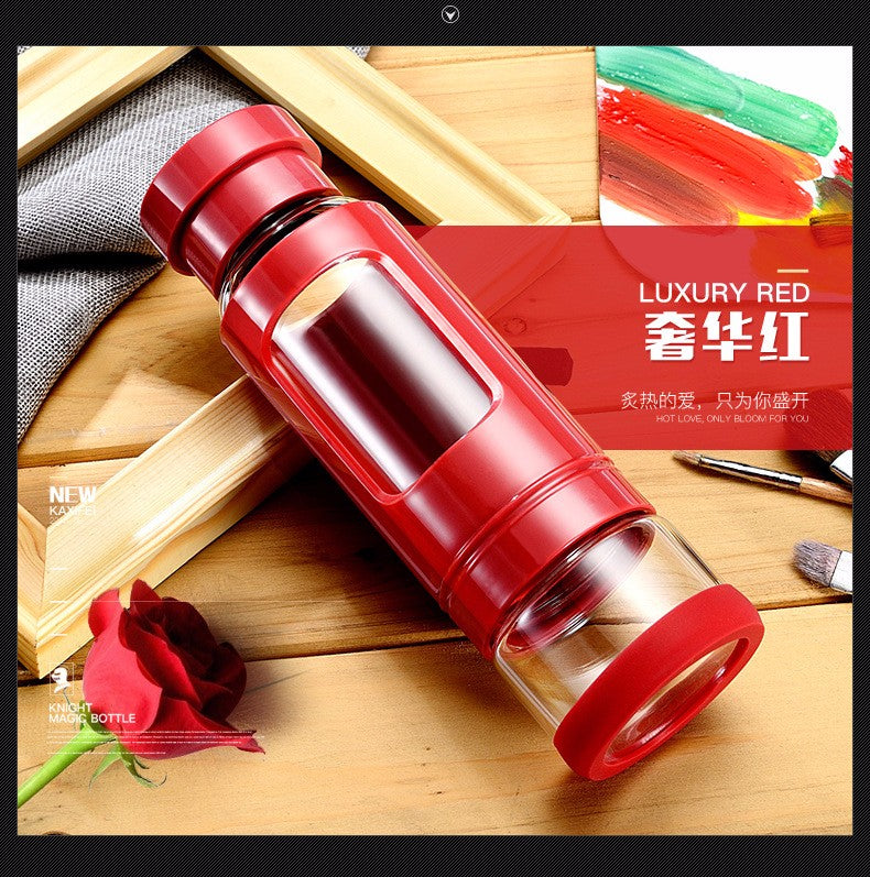 High quality 430ML Glass water bottle with tea infuser water tea bottle heat-resisting 4 colors