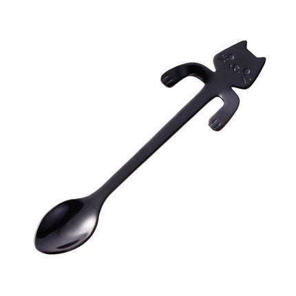 Coffee&Tea Spoon Mini Cat Long Handle Creative Spoon Drinking Tools Food grade Stainless Steel Kitchen Flatware Tableware