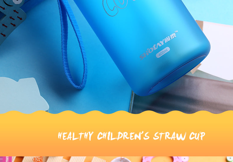HELLOYOUNG 400ML Baby Water Bottle Kid Bottles Plastic Sports Water With Straw Child drinking bottle For water bottle leakproof