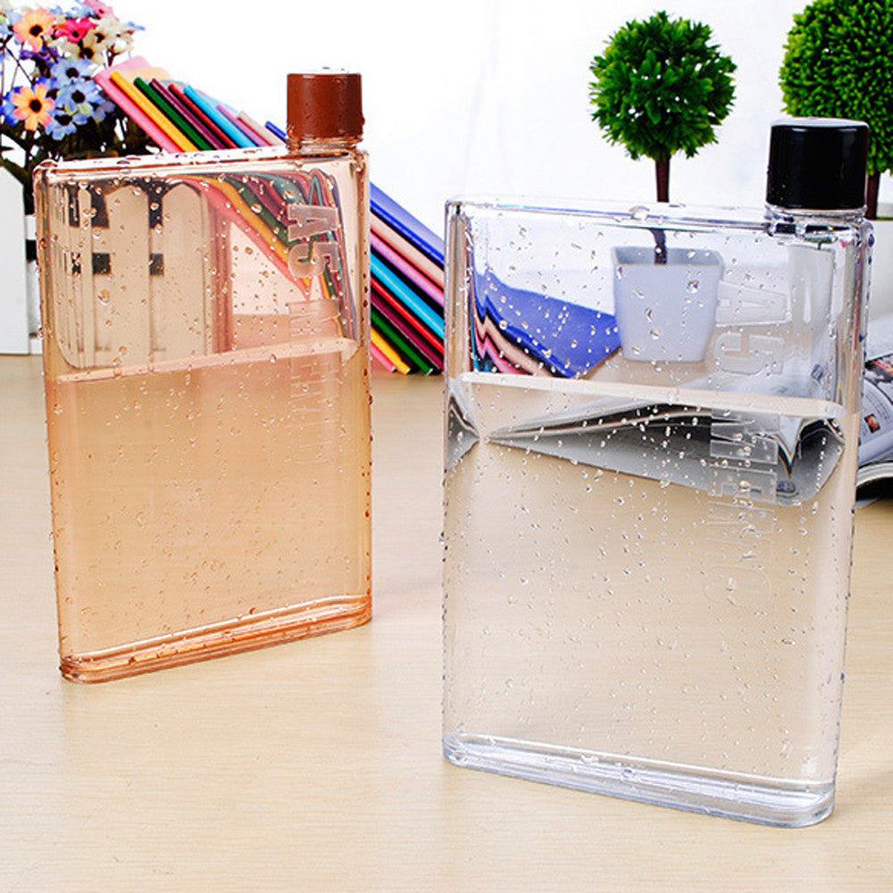 Water Bottle Clear Book Portable Paper Pad Flat Drinks Kettle Drinkware Sports