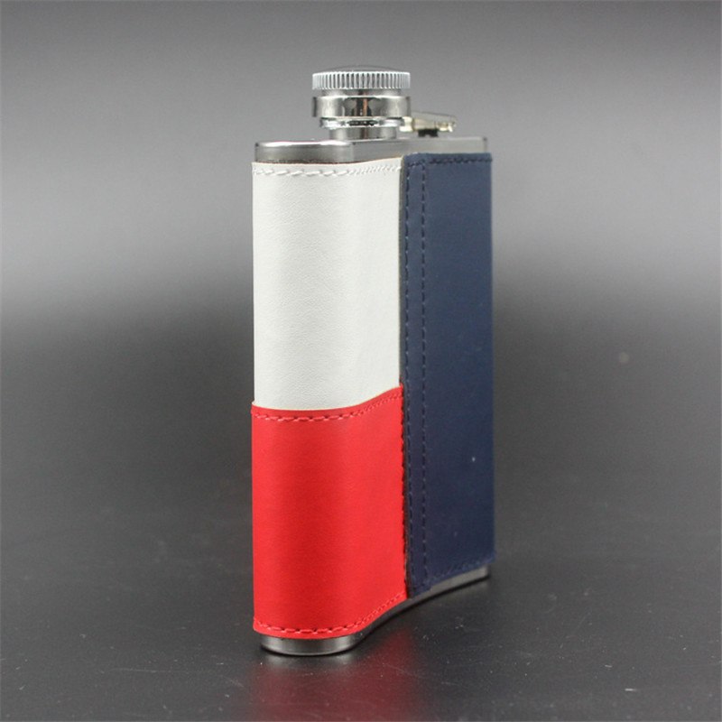 High Quality 7 oz Blue and White Portable Stainless Steel Hip Flask Whiskey Wine Pot Out Door Drinkware