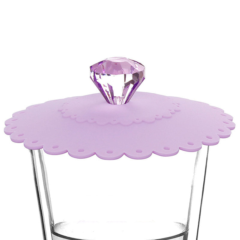 1pc Lace Silicone Dustproof Leakproof Reusable Silicone Diamond Cup Lid Insulation Cover Thermal Insulation Cup Cover Seal Cover