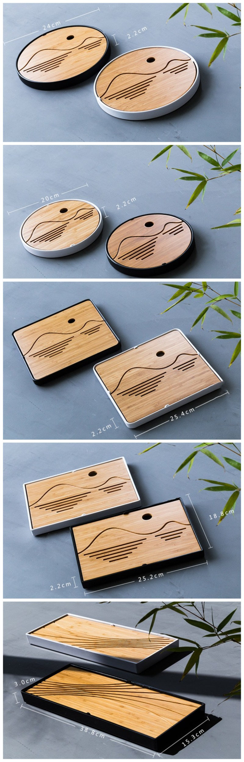 Kung Fu Tea Set Natural Wood Bamboo Tea Tray Rectangular Traditional Bamboo Tea Room Board Table Chinese Tea Room Tools