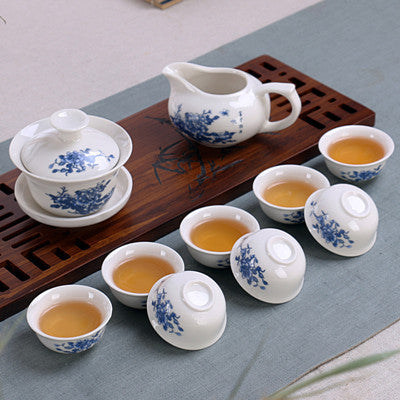 CJ234 Tea set Include total 10 pcs High quality elegant gaiwan, Beautiful and easy teapot kettle Chinese porcelana tea se