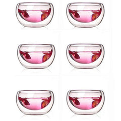 CJ266 Best Heat 6 Pieces/lot double wall glass tea cup double Teapot Coffee Tea Set Puer Kettle With Filter Durable Tea Set