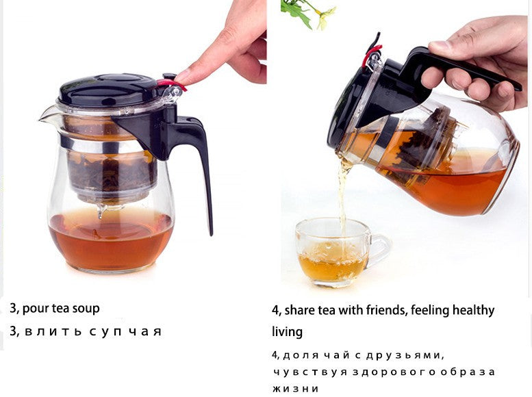 High quality Heat Resistant Glass Teapot Chinese kung fu Tea Set Puer Kettle Coffee Glass Maker Convenient Office Tea Pot