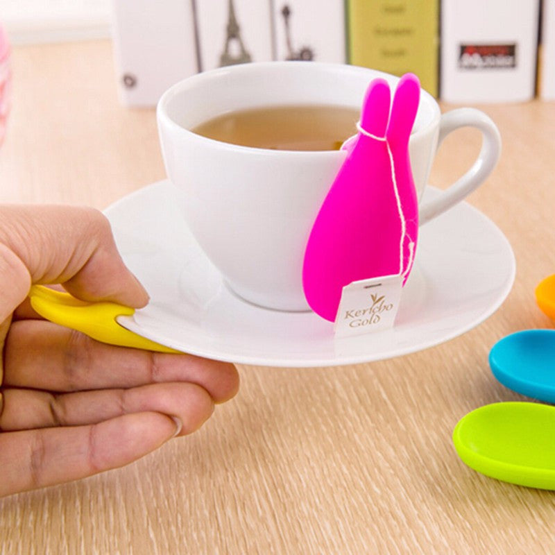 Creative Silicone Gel Rabbit Shape Tea Infuser Bag Holder Candy Colors Mug Gift-F1FB