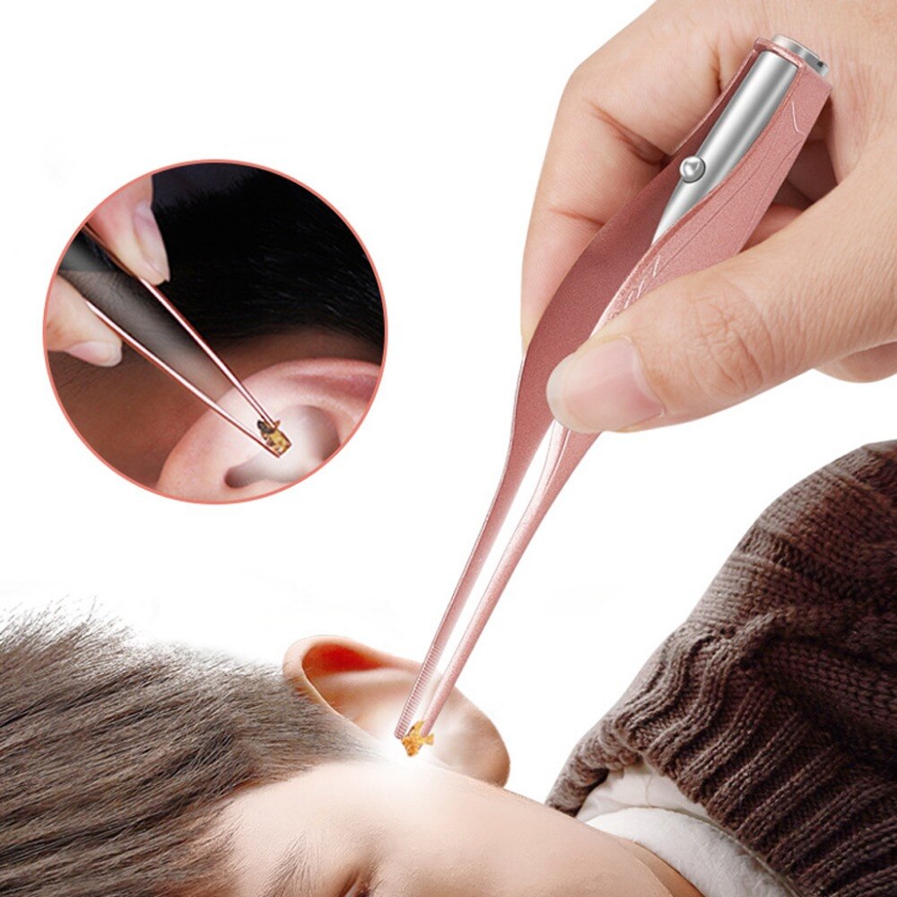 Ear Cleaner LED Flashlight Earpick Wax Removal Tweezer Luminous Kids Health Care