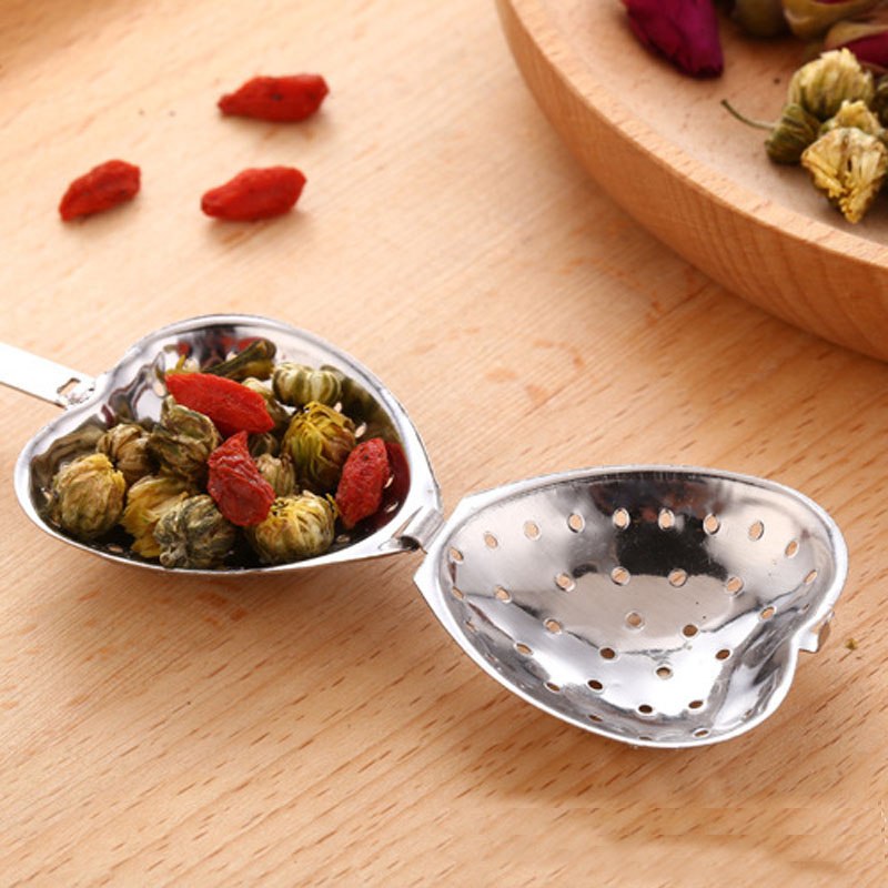 1 Pc Stainless Steel Practical Heart Shape Tea Infuser Spoon Strainer Steeper Handle Shower Table Tool