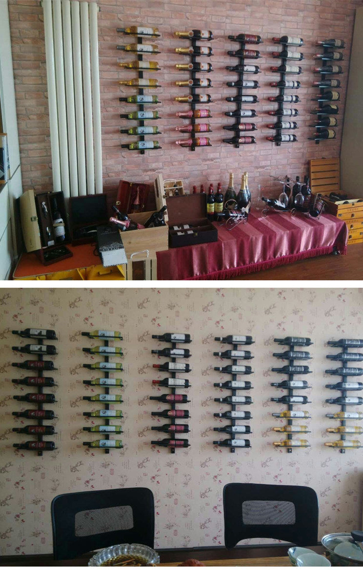 Iron Wall Mounted Wine Holder European-style Tilted/Straight Wine Rack Red Wine Champagne Bottle Display Stand Rack Organizer