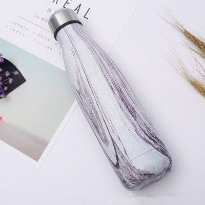 HELLOYOUNG 7 Color Vacuum Flask for water bicycle Stainless Steel Kettle Vacuum Marble Texture Flask Water Bottle for outdoor