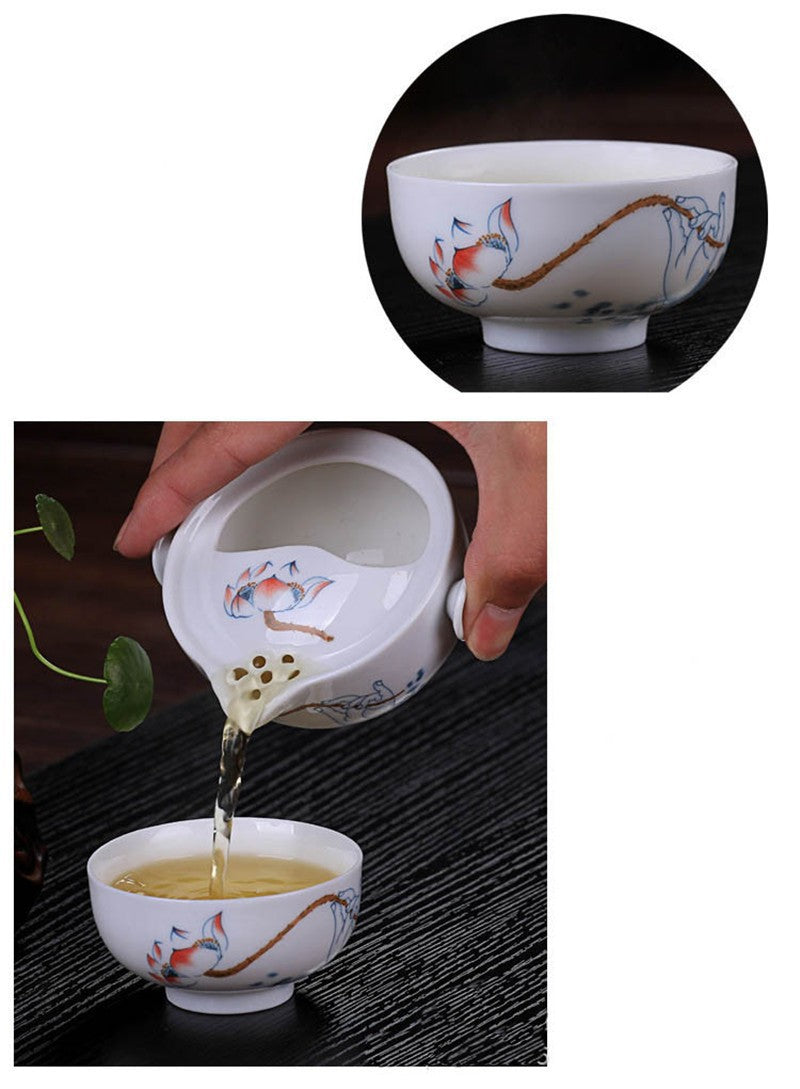 CJ225 Tea set Include 1 Pot 1 Cup, High quality elegant gaiwan,Beautiful and easy kettle teapot Chinese porcelana tea set