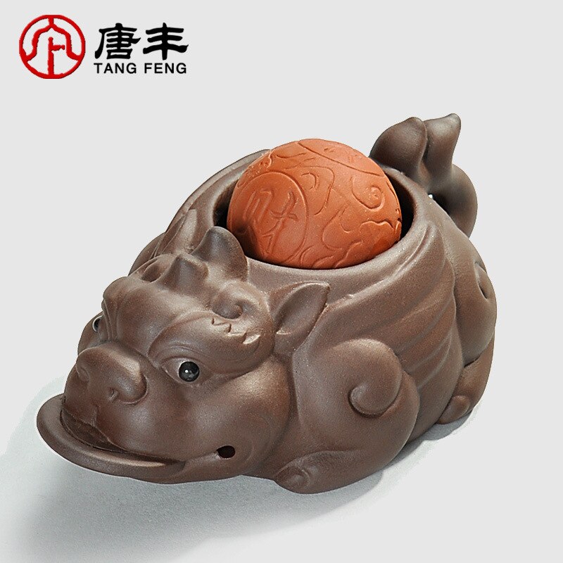 Handmade Yixing Brave Lucky Toad Boutique Tea Accessories Creative Small Ornaments Handmade Tea Pet Play Water 11x5cm F
