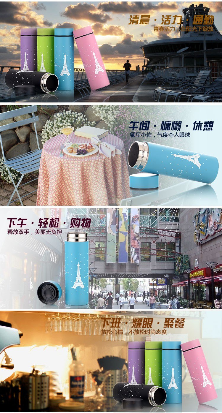 CJ018 Stainless steel Heat insulating bottle Tower Small Straight bottle Creative Water Bottle Portable Drinkware