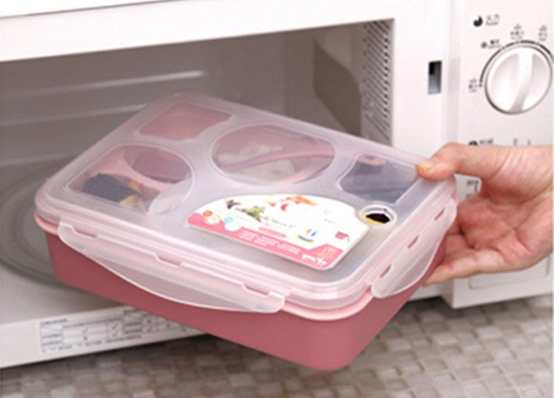CJ011 Bento Box Tableware Suit Oven lunchbox Microwave Dinnerware Sets Food Container Large Meal Box Five plus a separation