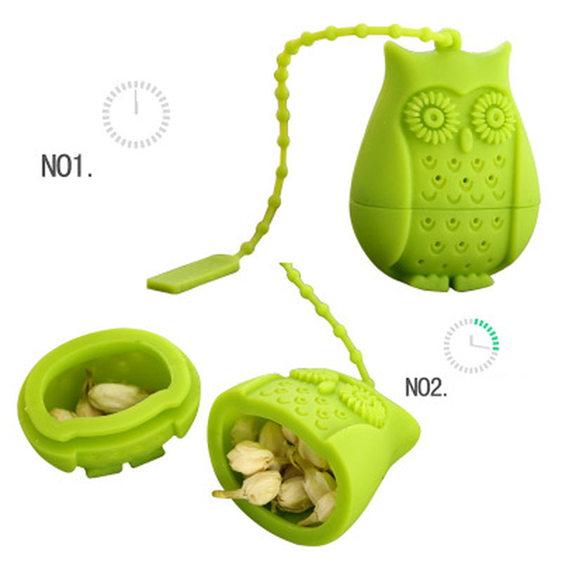 Hot Sale Owl Tea Bags Tea Strainers Silicone Teaspoon Filter Infuser Silica Gel Filtration coffee tea infuser