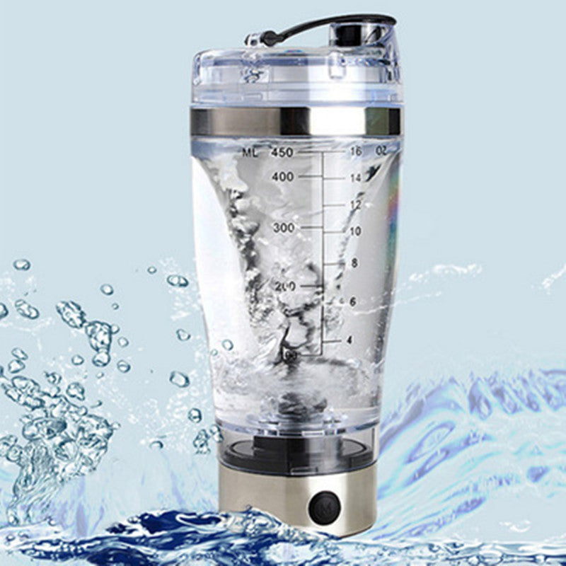 New Protein Powder Shakes Bottle Leakproof Lid Stainless Steel Electric Shaker Water Bottle Auto Stirring Coffee Glass 450ml