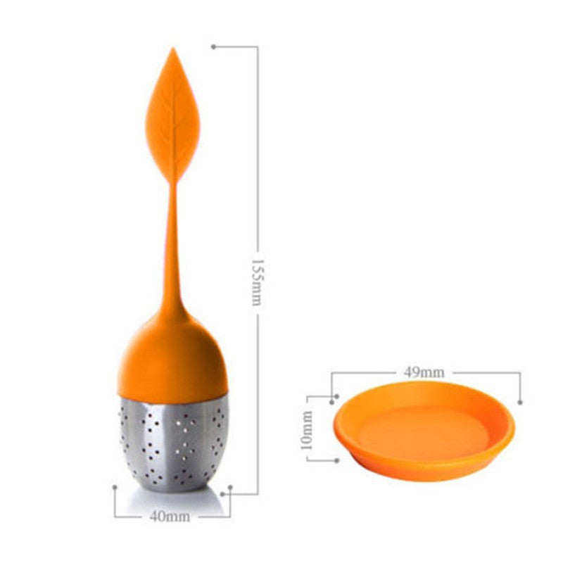 CJ049 Food-grade 1 pc Silicone & Stainless Steel Leaf Tea Leaf Strainer Herbal Spice Infuser Tea Filter