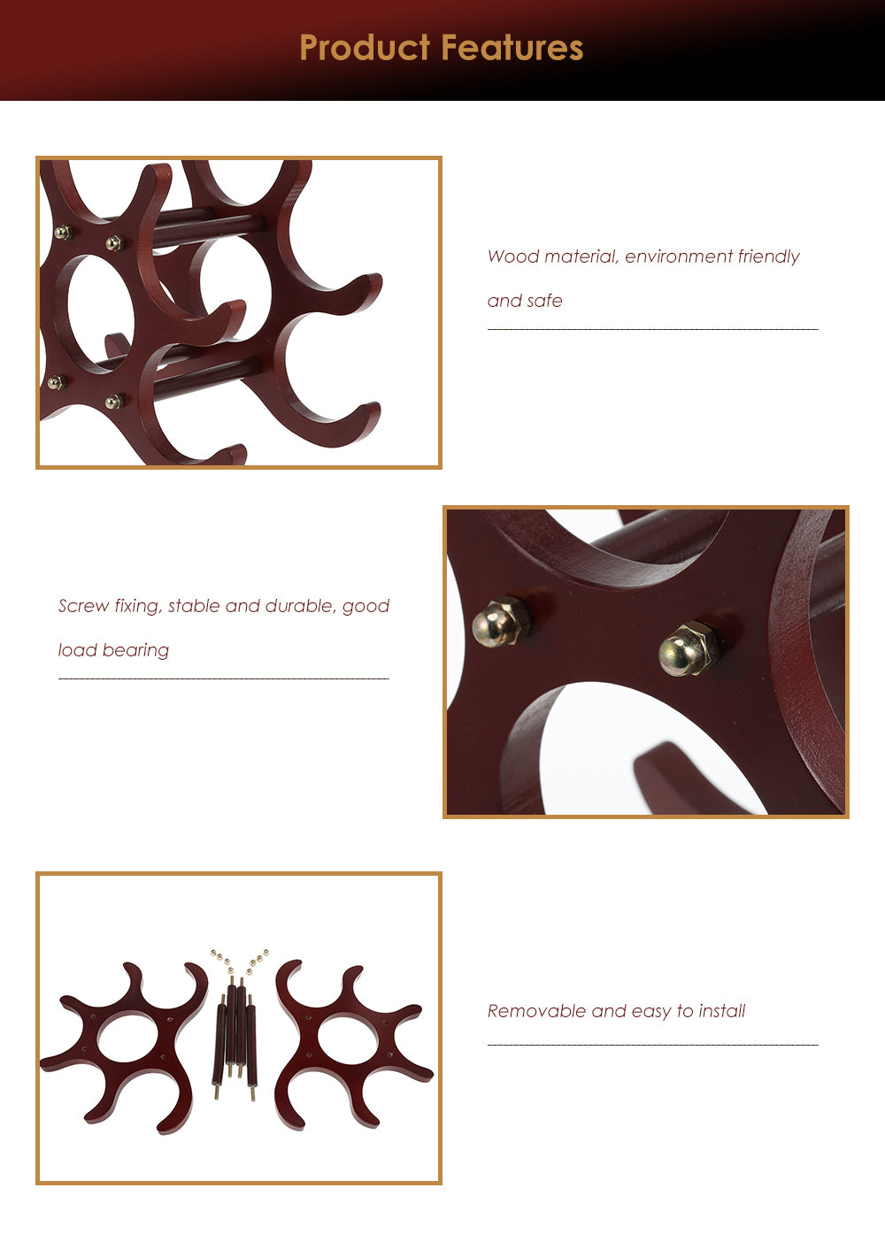 Creative Wooden Style Wine Rack 6 Pcs Wine Holders Wine Bottle Display Stand Organizer Bar Storage Racks