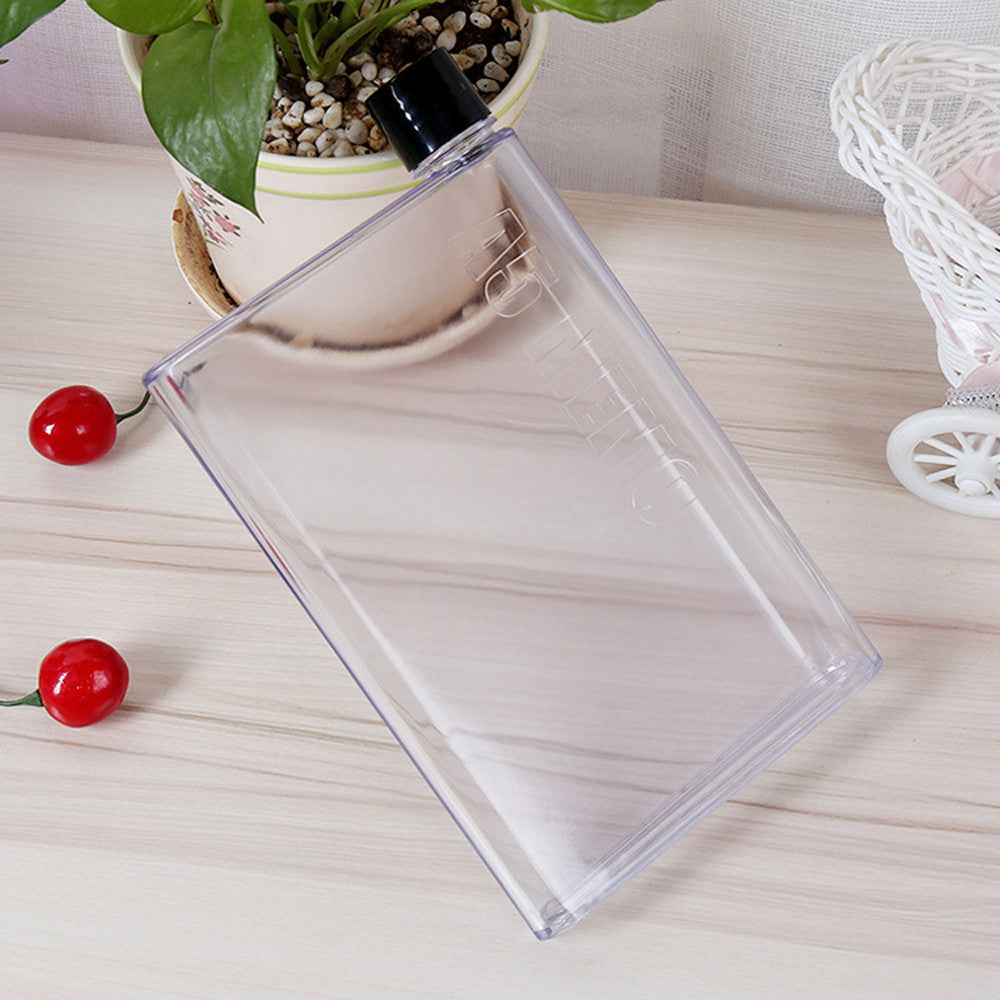 Water Bottle Clear Book Portable Paper Pad Flat Drinks Kettle Drinkware Sports