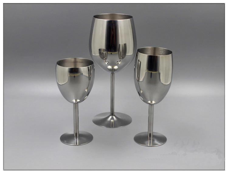 2Pcs Classical Wine Glasses Stainless Steel 18/8 Wineglass Bar Wine Glass Champagne Cocktail Drinking Cup Charms Party Supplies