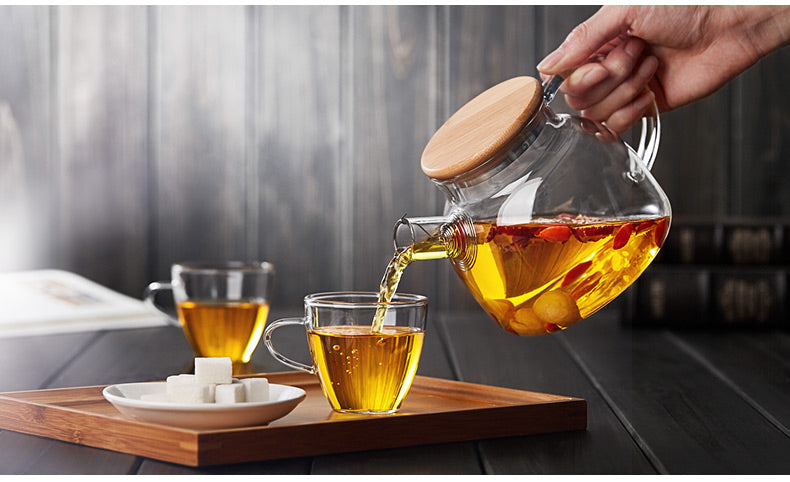 2Sizes Good Clear Borosilicate Glass Teapot With 304 Stainless Steel Infuser Strainer Heat green Tea Pot Tool Kettle Set