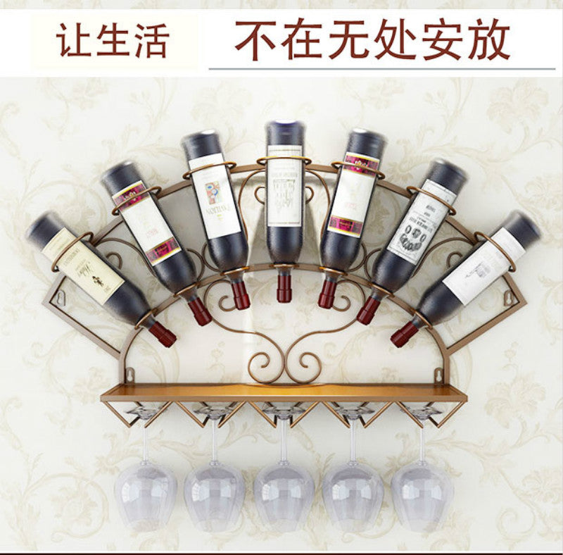 Modern Metal Wine Holder Rack for 7 Bottles Wall Mounted Wine Bottle Display Rack Glassware Storage Shelf for Whiskey Red Wine