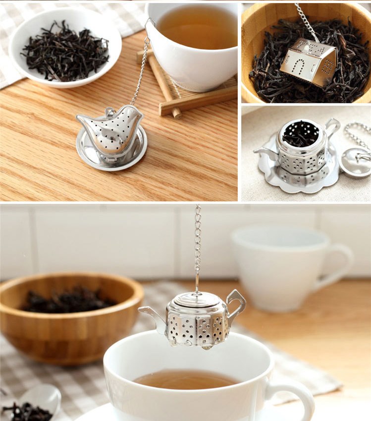 Heart/House/Duck/Monkey/Teapot/Ball/Bird/Shell Full Shape Stainless Steel Infuser Filter Strainer Tea Ball Spoon