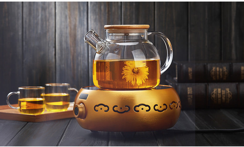 2Sizes Good Clear Borosilicate Glass Teapot With 304 Stainless Steel Infuser Strainer Heat green Tea Pot Tool Kettle Set