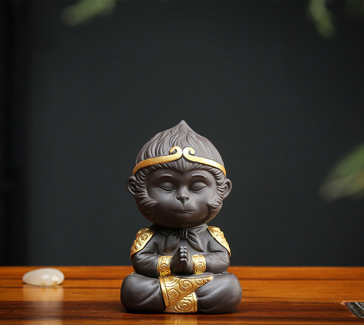 Chinese Purple Clay Kung Fu tea Set Tea Pet Monkey King Tea Accessories for puer Oolong Tea Home Deco