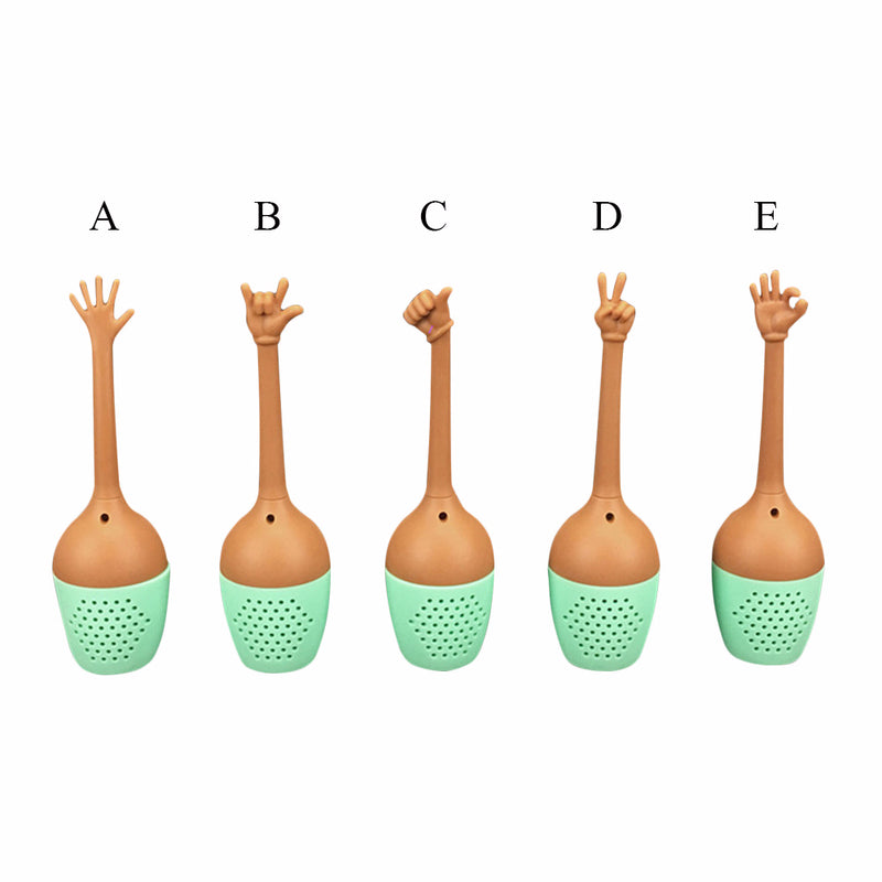 Funny Hand Gestures Tea Infuser Black Tea Strainer FDA Grade Silicone Loose Leaf Herbal Spice Holder Tea Brewing Tools
