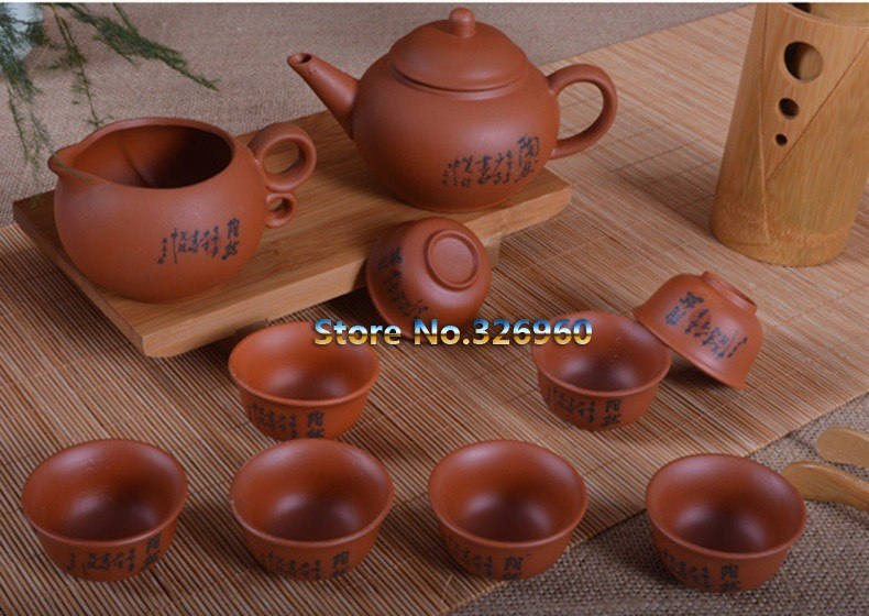 CJ237 China High-grade Purple Sand Tea Set Purple Clay Kung Fu Tea Set Teapot Purple Grit Teapot Teacup Handmade Ceramic Tea Set