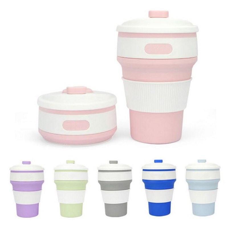 HELLOYOUNG Fashion 350ML Portable 4 Color Coffee Tea Folding Silicone Water Bottles Travel Hiking Picnic Collapsible Bottle