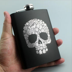 8OZ Ounce Elvis Skull KGB Godfather Stainless Steel Black Whiskey Vodka Hip flask Portable Flagon Alcohol Bottle