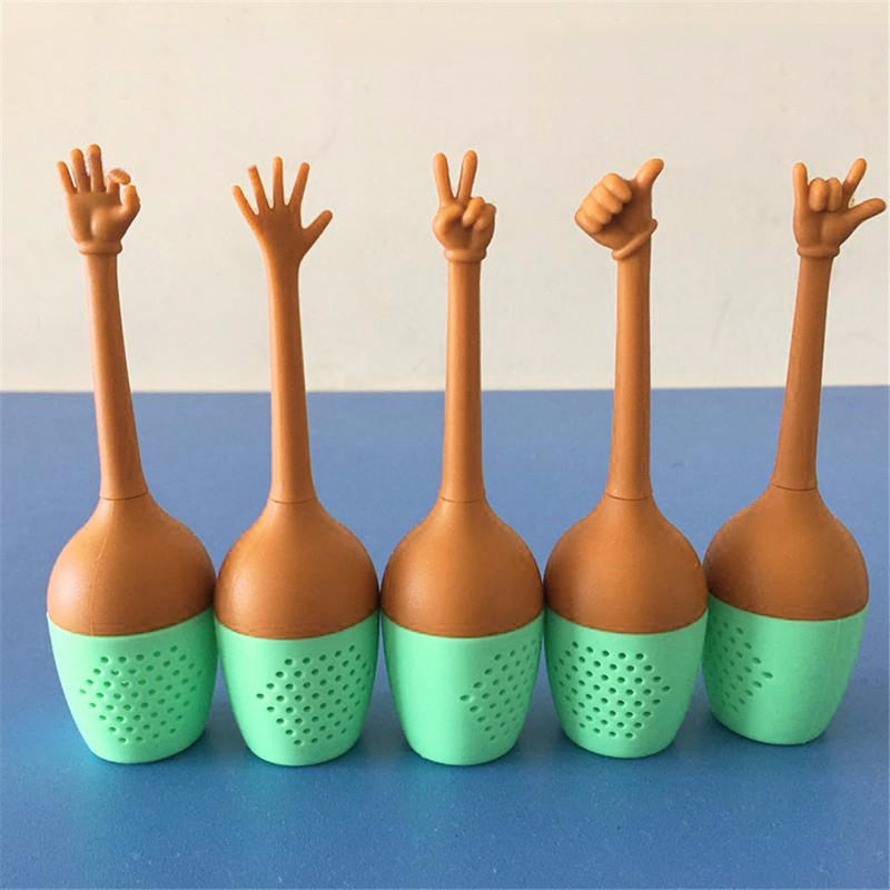Funny Hand Gestures Tea Infuser Black Tea Strainer FDA Grade Silicone Loose Leaf Herbal Spice Holder Tea Brewing Tools