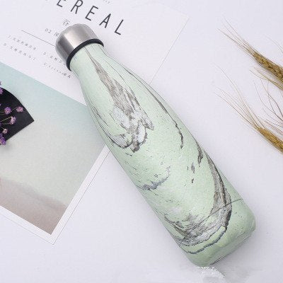 HELLOYOUNG 7 Color Vacuum Flask for water bicycle Stainless Steel Kettle Vacuum Marble Texture Flask Water Bottle for outdoor