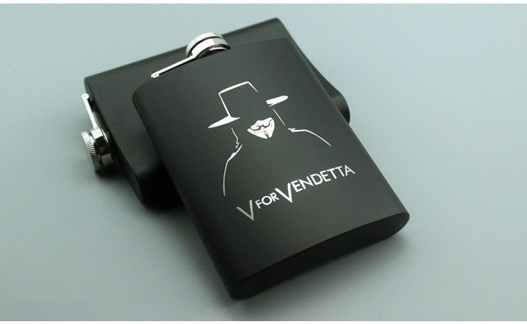8OZ Ounce Elvis Skull KGB Godfather Stainless Steel Black Whiskey Vodka Hip flask Portable Flagon Alcohol Bottle