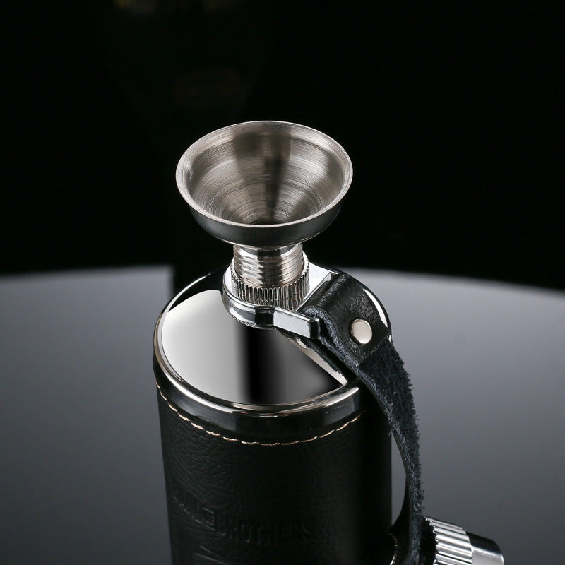 10oz Luxury Hip Flask Stainless Steel Flask Liquor Portable With Box As Gift Cylinder Design Leather Flask Whisky Bottle
