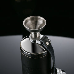 10oz Luxury Hip Flask Stainless Steel Flask Liquor Portable With Box As Gift Cylinder Design Leather Flask Whisky Bottle
